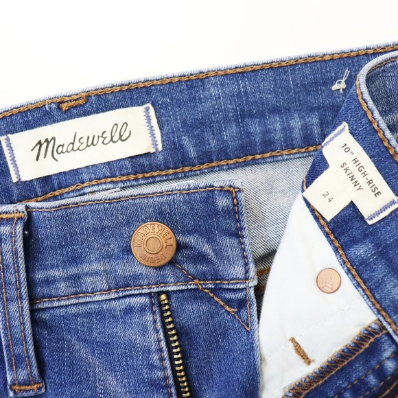 NEW Madewell 10-Inch High Rise Distressed Skinny Jeans Whitlow Wash Blue 24 - Picture 5 of 9